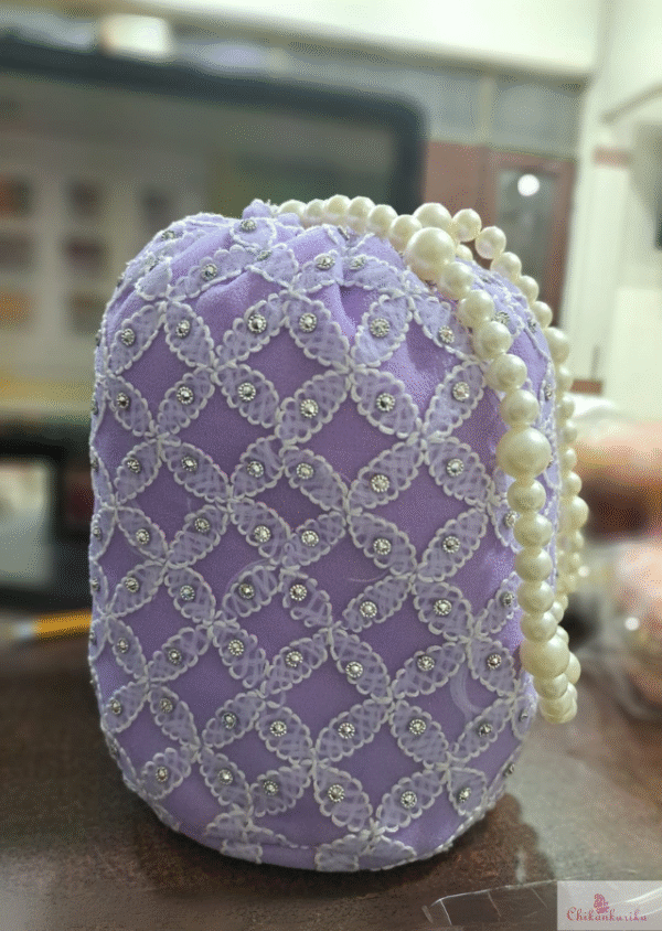Potli handbags with stone work- Chikankarika - Image 2