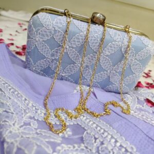 Lucknowi Chikankarika clutch with hanging chain , Metal Purse Clutches