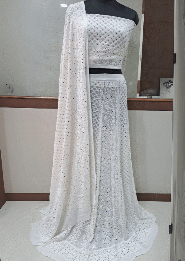 Designer Chikankari Lehenga with Intricate Embroidery - Image 3