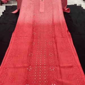 Ombre Shaded Pure Chanderi Kurti with Panel Design and Mukaish work