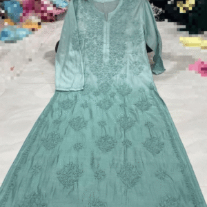 Pure Chanderi Ombre Kurti with Ghaspatti Handwork