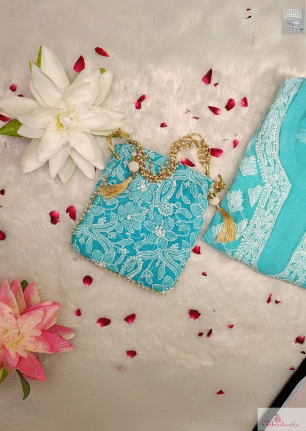 Chikankarika Gotapatti bag with Premium Lucknowi Designs - Image 2