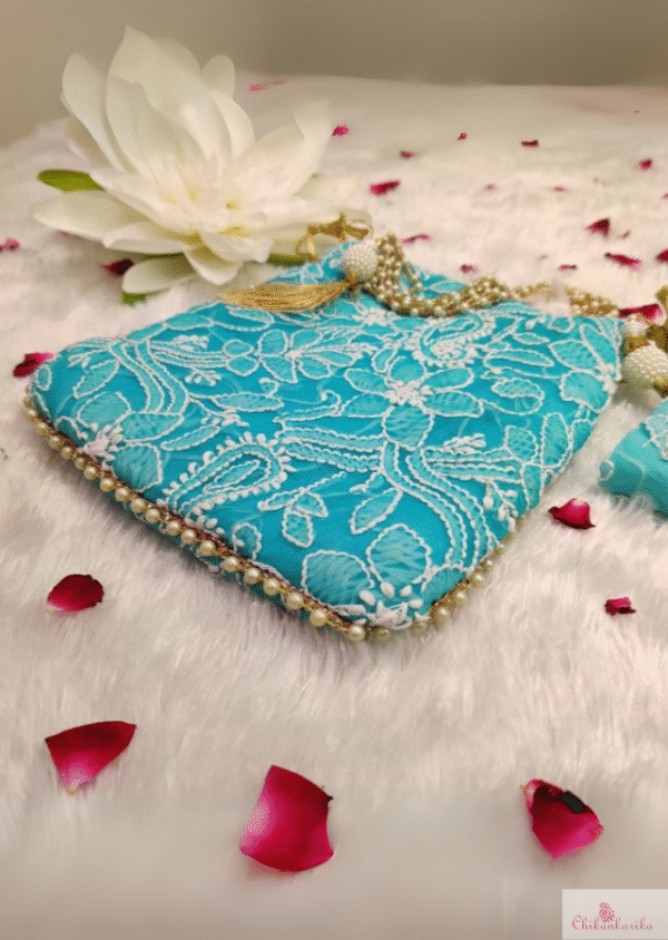 Chikankarika Gotapatti bag with Premium Lucknowi Designs - Image 3